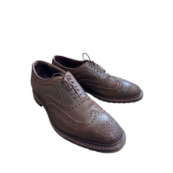 Allen Edmonds McTavish Wingtip Oxford Waxed Suede Dress Shoe Brown Size 10.5 - Picture 1 of 8